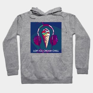 Lofi Ice Cream Chill logo (blue background) Hoodie